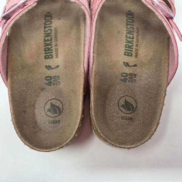BIRKENSTOCK SYDNEY SHINY SNAKE PRINT PINK SANDALS WOMENS SIZE 9 EU 40 NARROW - Picture 4 of 8
